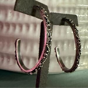 Lois Hill 925 Sterling Silver J Hook Hoop Earrings